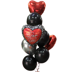 Romantic Red Black Silver Bouquet Balloon